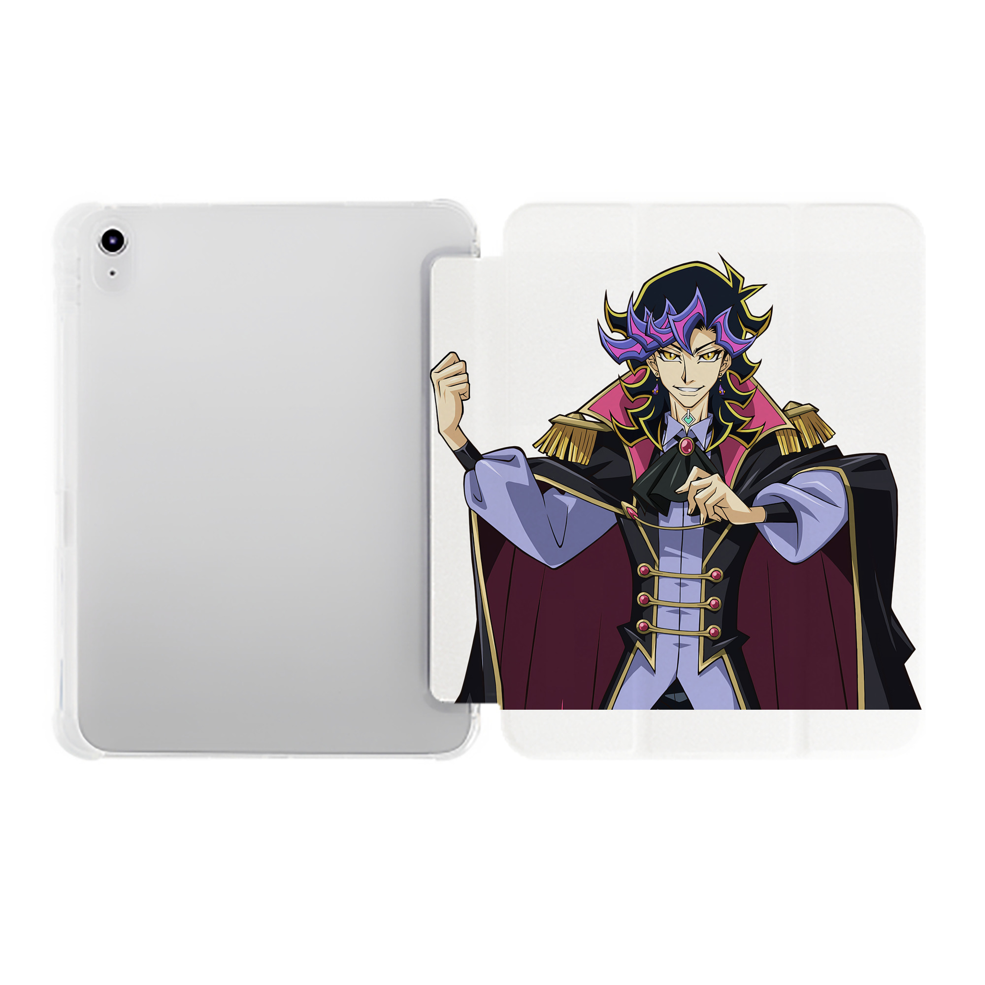 （画像用） 遊☆戯☆王 Yu-Gi-Oh! IPad ケース ペン収納付き 三つ折りスタンド PUレザー×シリコン 対応機種9.5/10.5/10.9インチ